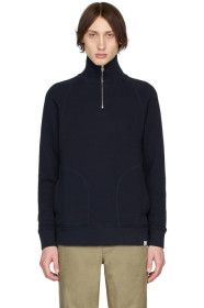 Norse Projects - Pull à demi-glissière bleu marine Alfred