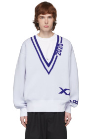 Xander Zhou - White & Navy '2020' Sweater
