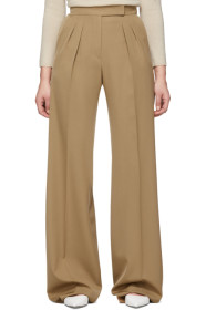 Max Mara - Tan Wool Wide-Leg Trousers