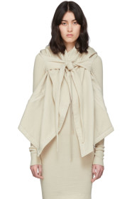 Rick Owens Drkshdw - Beige Oversized Cropped Wrap Hoodie