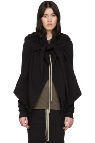 Rick Owens Drkshdw - Black Oversized Cropped Wrap Hoodie