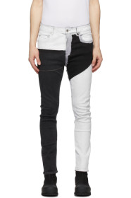 Rick Owens Drkshdw - 黑色 & 白色 Detroit Cut 牛仔裤