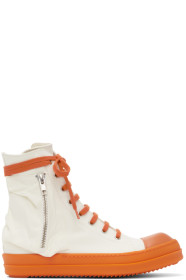 Rick Owens Drkshdw - 白色 & 橙色 Bauhaus 高帮运动鞋
