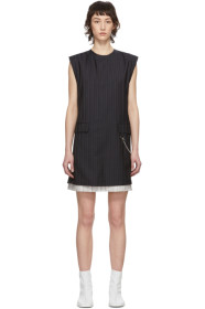 Acne Studios - Navy Wool Pinstripe Donielle Dress