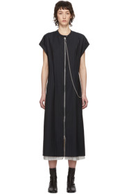 Acne Studios - Navy Wool Pinstripe Front-Zip Di Dress