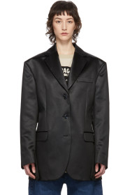 Acne Studios - Black Shiny Satin Jill Blazer