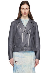 Acne Studios - Grey Leather Biker Jacket