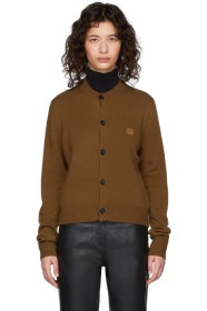 Acne Studios - Cardigan en laine brun Keva Face