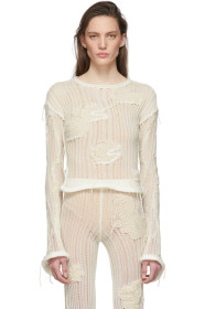 Acne Studios - Off-White Flower-Knit Crewneck
