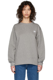 Acne Studios - Pull molletonné gris Fairview Face