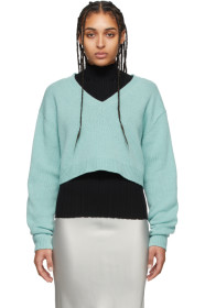 Acne Studios - Blue Wool Cropped V-Neck Kadienne Sweater