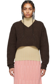 Acne Studios - Brown Wool Cropped V-Neck Kadienne Sweater