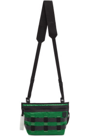 Acne Studios - Sac messager en tissu anti-déchirures vert et noir