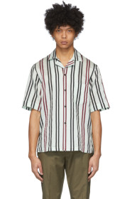 Acne Studios - White & Burgundy Striped Short Sleeve Shirt