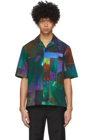 Acne Studios - Navy & Green Botanical Print Short Sleeve Shirt