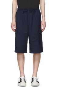 Y-3 - Navy Wool Classic Cargo Shorts