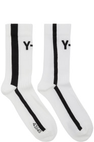 Y-3 - 白色徽标中筒袜