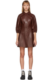 GANNI - Brown Leather Short Dress