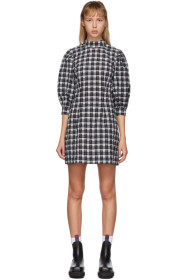 GANNI - Black & White Seersucker Check Mini Dress