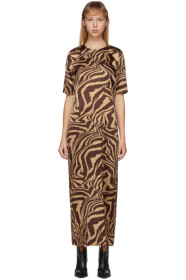 GANNI - Brown Silk Tannin Dress