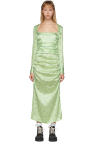 GANNI - Green Silk Floral Dress