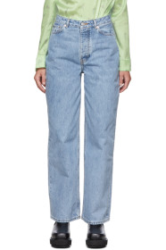 GANNI - Blue Denim Low-Rise Jeans