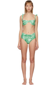 GANNI - Green & White Patina Bikini