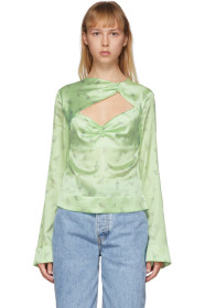GANNI - Green Silk Floral Blouse