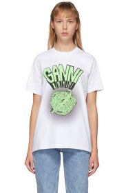 GANNI - White Graphic Logo T-Shirt