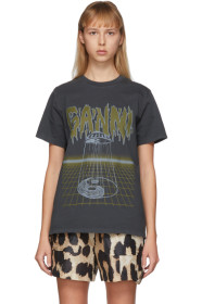 GANNI - Grey Alien Logo T-Shirt