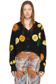 Alanui - Black & Multicolor Wool Poppy Blossom Cardigan