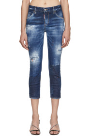 Dsquared2 - Blue Denim Macchia Cool Girl Cropped Jeans