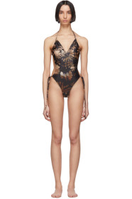 Charlotte Knowles - Black Floral Perse One-Piece Swimsuit