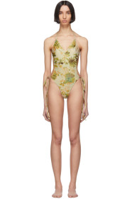 Charlotte Knowles - Green Floral Perse One-Piece Swimsuit