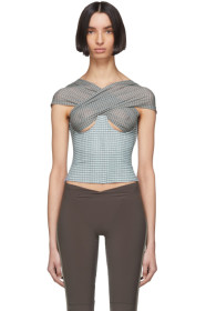 Charlotte Knowles - SSENSE Exclusive Blue Check Anti-Top Blouse