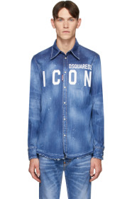 Dsquared2 - Chemise western en denim bleue