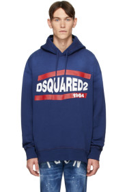 Dsquared2 - Pull à capuche bleu Vintage Slouch Fit