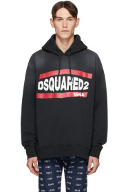Dsquared2 - Pull à capuche noir Vintage Slouch Fit