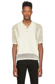 Dsquared2 - Polo en filet à col en V blanc cassé