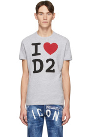 Dsquared2 - T-shirt gris 'I Love D2'