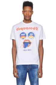 Dsquared2 - T-shirt blanc 'Dean & Dan' Psychedelic Sunnies