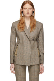 Rokh - Beige Houndstooth Tye Utility Blazer