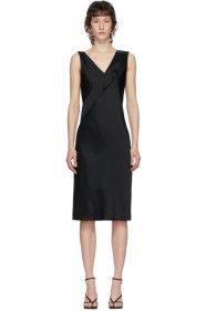 Helmut Lang - 黑色 Double Satin Sash 连衣裙