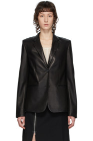 Helmut Lang - Blazer en cuir d'agneau noir