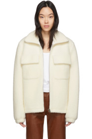 Helmut Lang - Off-White Wool Oversized Teddy Jacket