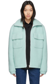 Helmut Lang - Blue Wool Oversized Teddy Jacket