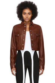 Helmut Lang - Brown Leather Fem Littler Trucker Jacket