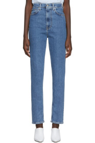 Helmut Lang - Blue Denim Faded Hi Femme Spikes Jeans