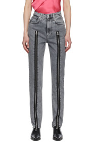 Helmut Lang - Grey Zippered Femme Hi Spikes Jeans