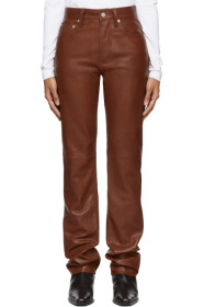 Helmut Lang - Brown Leather Masc High Straight Trousers